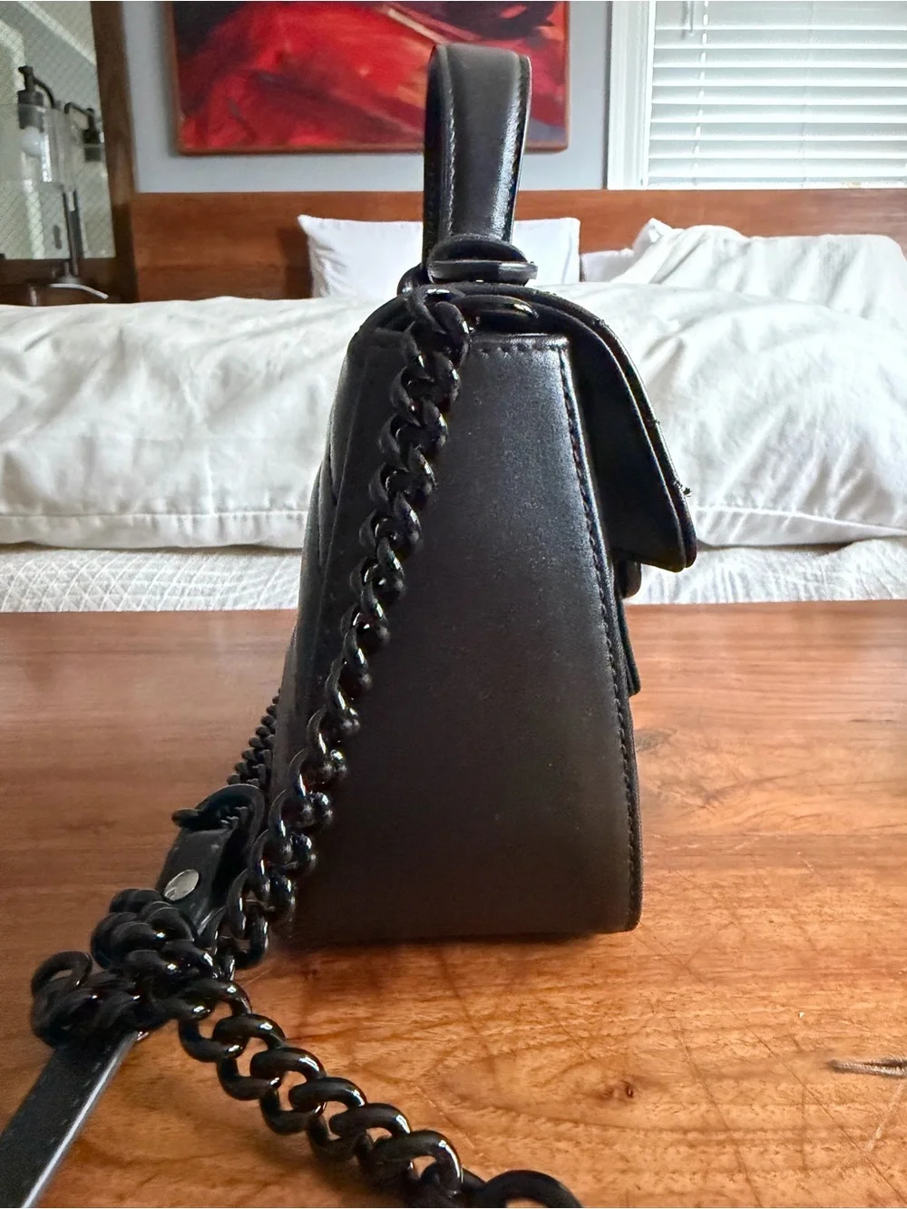 GG Marmont Mini Black Quilted Top-Handle Women’s Bag with Interlocking Logo